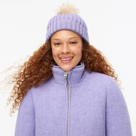 J crew ribbed beanie with faux fur pom pom - Picture 3 of 3
